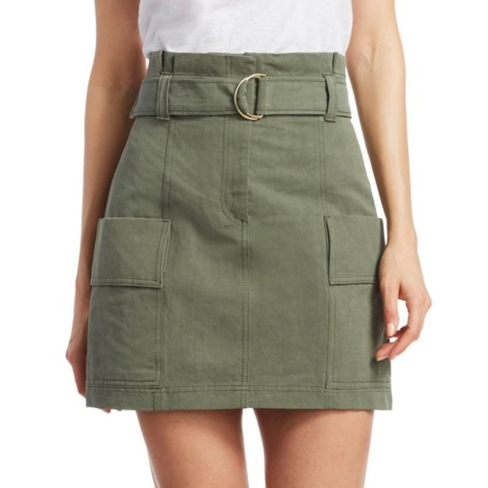 A.L.C. Sz 2 Green Khaki Kai Belted Paperbag Cargo Skirt
